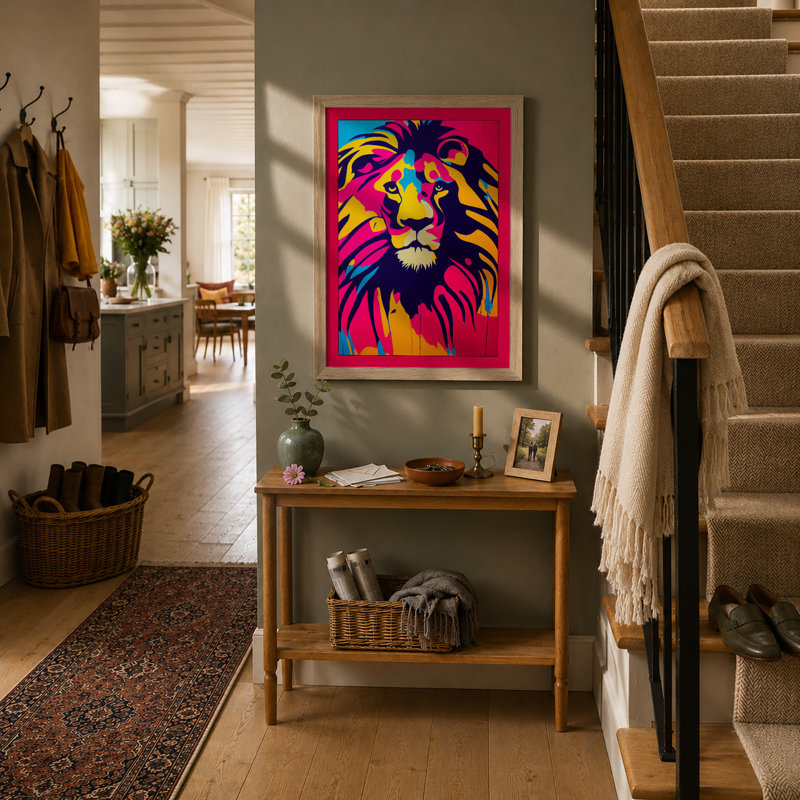 Pop Art Lion Modern - Print, A4 - 29.7 x 21.0 cm, Oak
