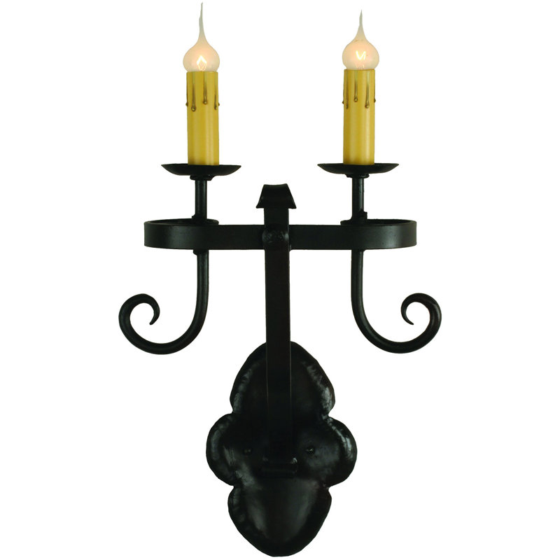 Renaissance Wrought Iron Candle Wall Light, Bronze