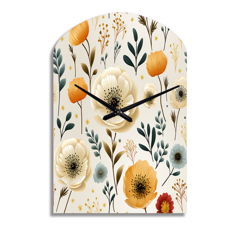 Horloge murale asymétrique blanche et jaune, Grand
