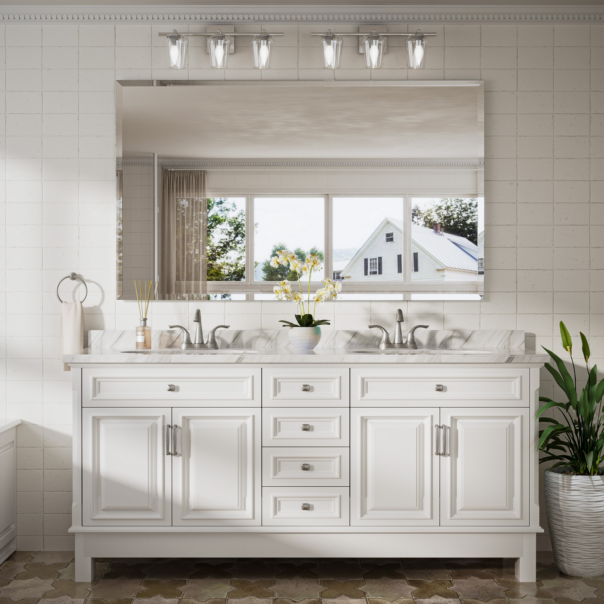 Ebern Designs Janica Rectangle Beveled Frameless Bathroom Vanity Mirror Decorative Wall Accent Mirror & Reviews | Wayfair
