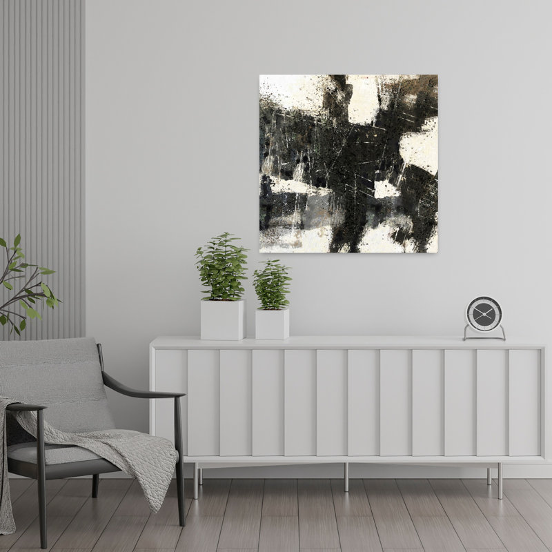 Art abstrait abstrait noir et blanc, H 24 po x l 24 po
