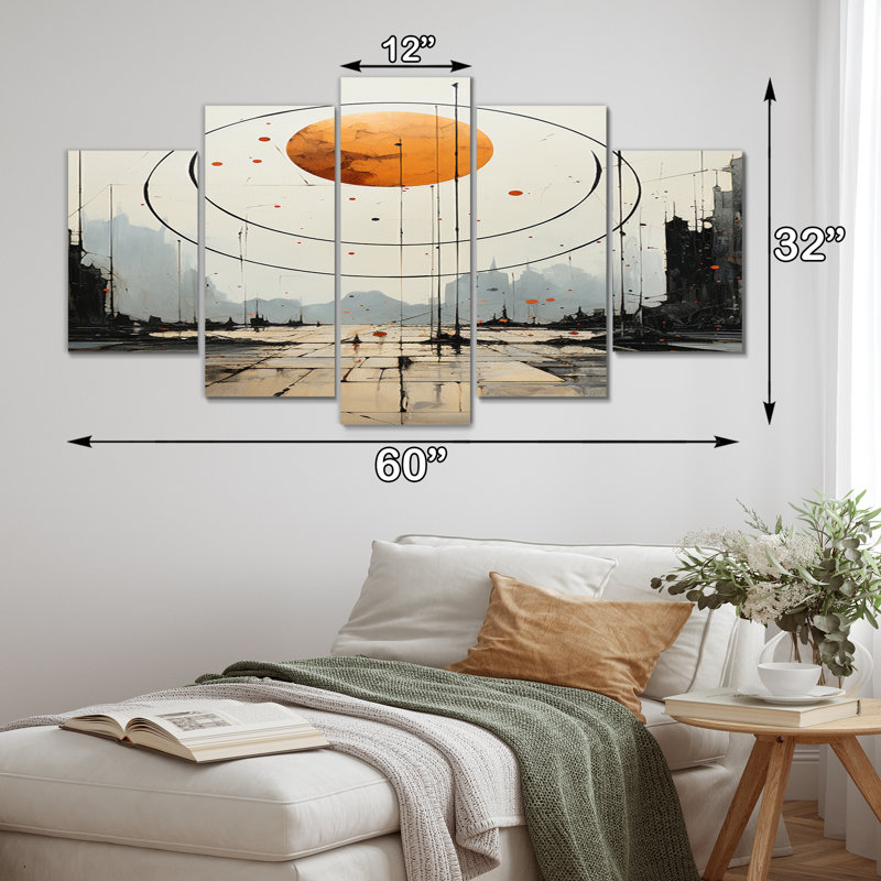 Coriyah - Reproduction d'art abstrait sur toile - 5 panneaux