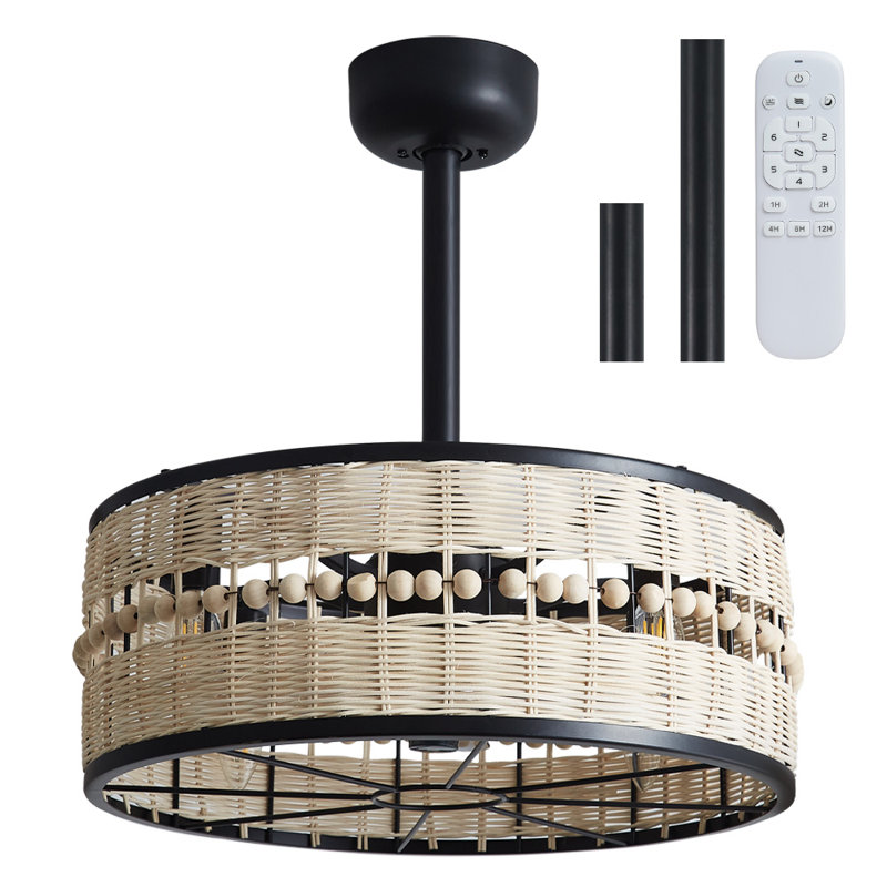 Ventilateur de plafond à cage de style bohème Atef 18,11 po avec éclairage et télécommande inclus
