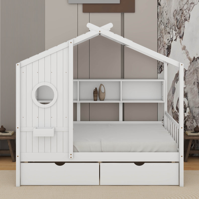 Lit simple avec tiroirs, Blanc