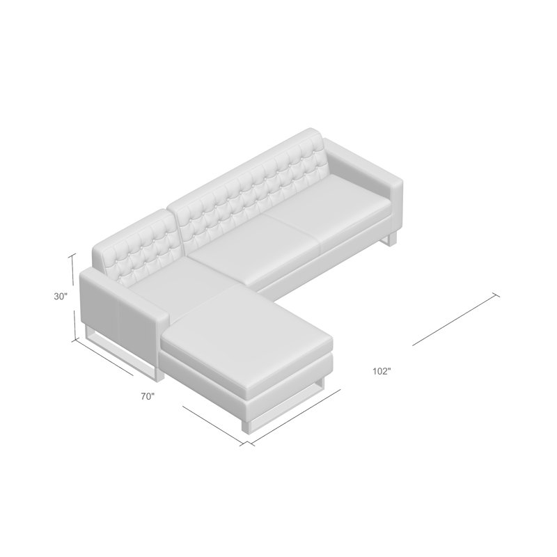 Canapé modulaire moderne Sloan, Blanc brillant, Orienté à gauche (vu de face)