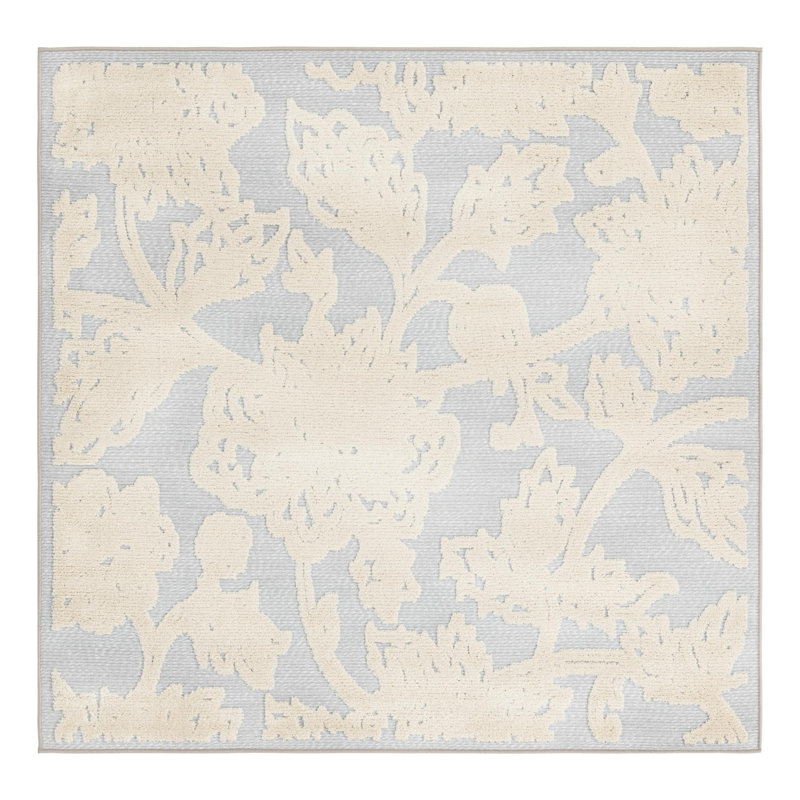  Tapis floral intérieur / extérieur gris, Carré 5 pi 3 po