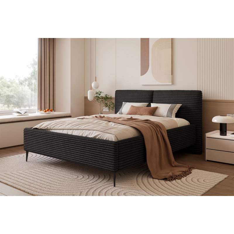 Preslar Upholstered Bed, 200 x 200cm, Tilia 100