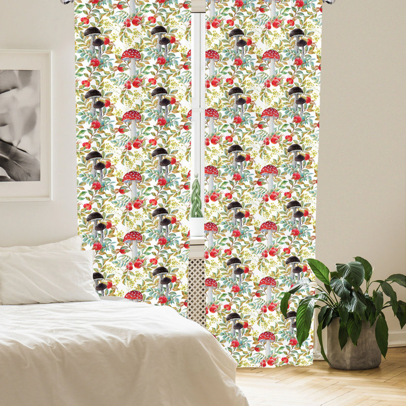 Watercolor Floral Semi-Sheer Rod Pocket Curtain Panels, 28" x 63"