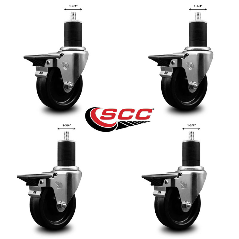 Ensemble de roulettes extensibles pivotantes avec frein Phenolique SCC PLB 4 po x 1-3 / 4 po