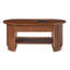 Table basse ovale cannelée de style moderne du milieu du siècle avec tiroirs de rangement, plateau en verre trempé, table basse en bois à 2 niveaux
