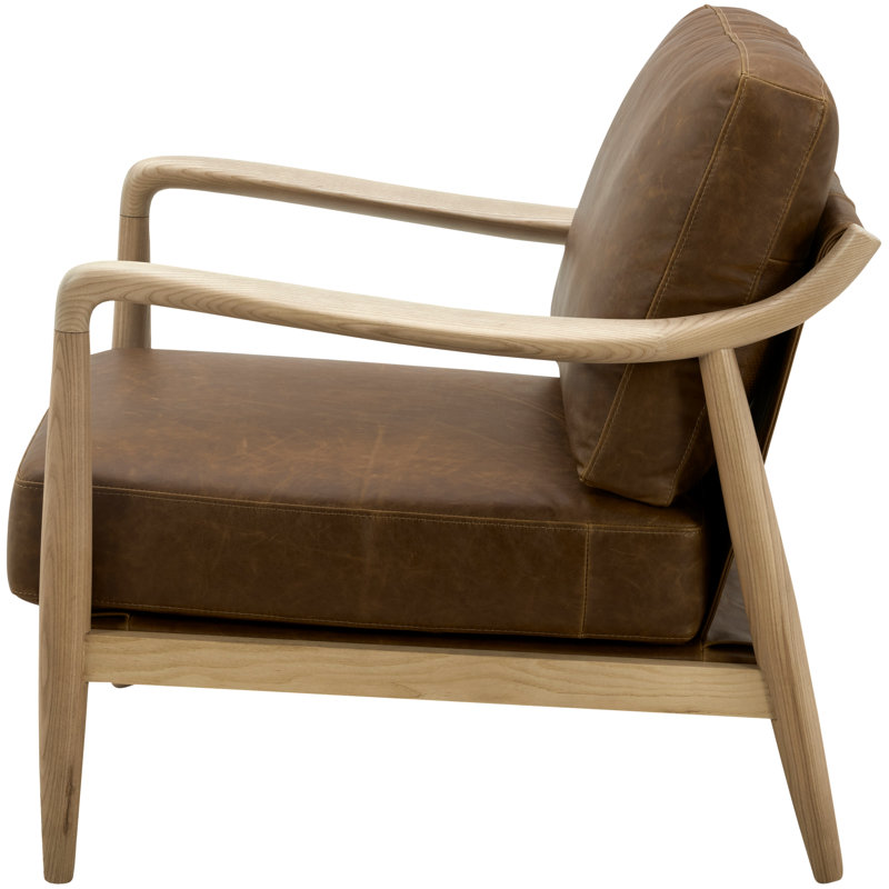 Becki Owens x Surya Gaviota Accent Chair, Brown Leather