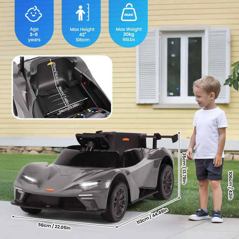 JooliH Battery Powered Ride On with Remote Control, Grey