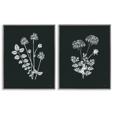 «Black and White Flower Cluster», ensemble de 2 estampes numériques encadrées par House Fenway