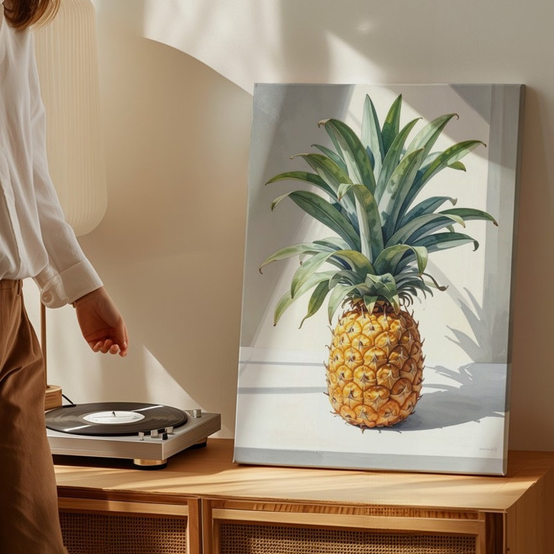 Art mural réaliste ananas sur toile, H 11 po x l 14 po