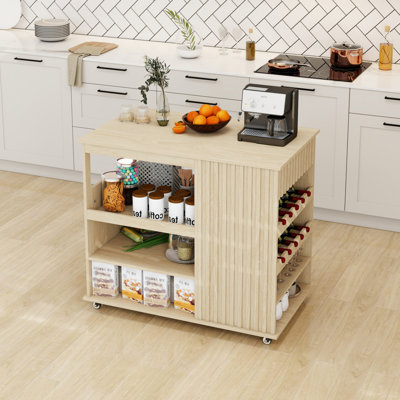 Îlot de cuisine, chariot de service à roulettes, îlot de cuisine moderne avec tiroir de rangement à vin, roulettes verrouillables, chariot de cuisine pour la maison