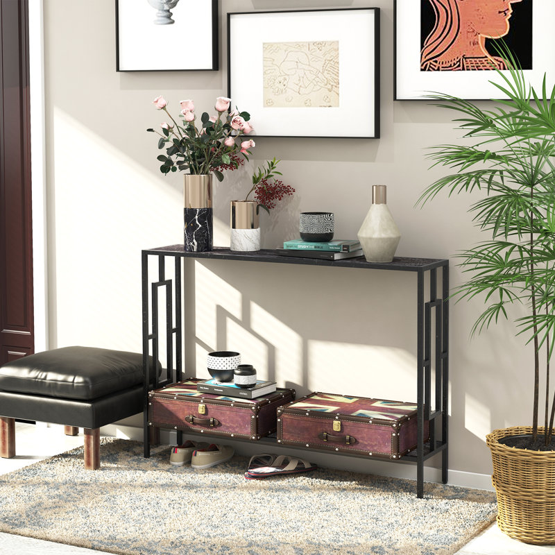 Paullina 106cm Console Table, Black, Grey