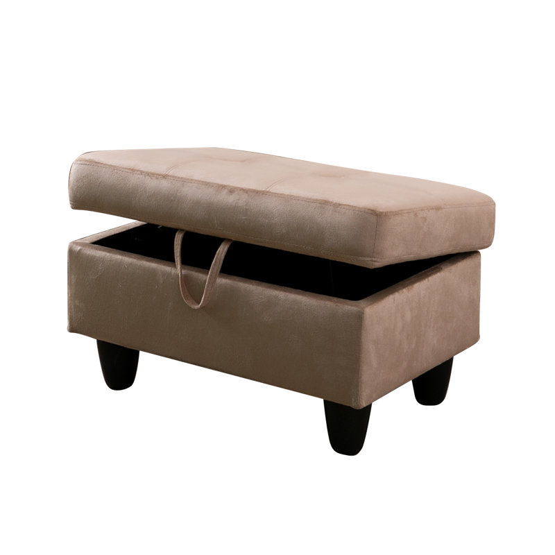 Velvet Upholstered 28.5" Wide Storage Ottoman, Brown