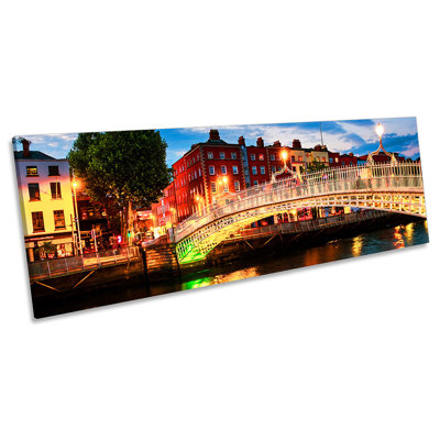 Ha'penny Bridge River Panoramic - Wrapped Canvas Panoramic Print