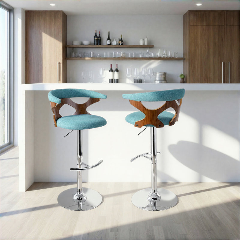 Briunna Swivel Upholstered Adjustable Height Counter Stool, Teal