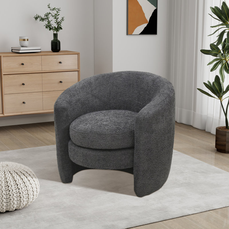 Fauteuil demi-tonneau rembourré 31,48 po, Polyester gris