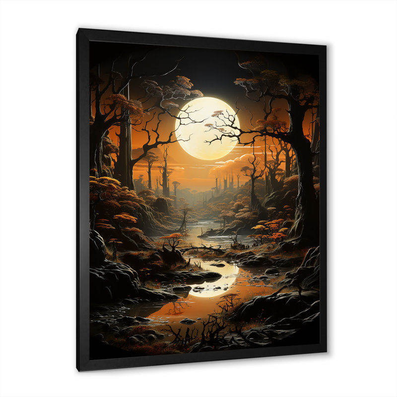 Éclipse au clair de lune, Cadre photo noir, H 44 po x l 34 po x P 1,5 po