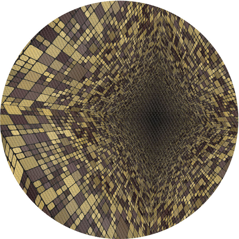 Tapis olive / beige Power Loom, Rond 3 pi