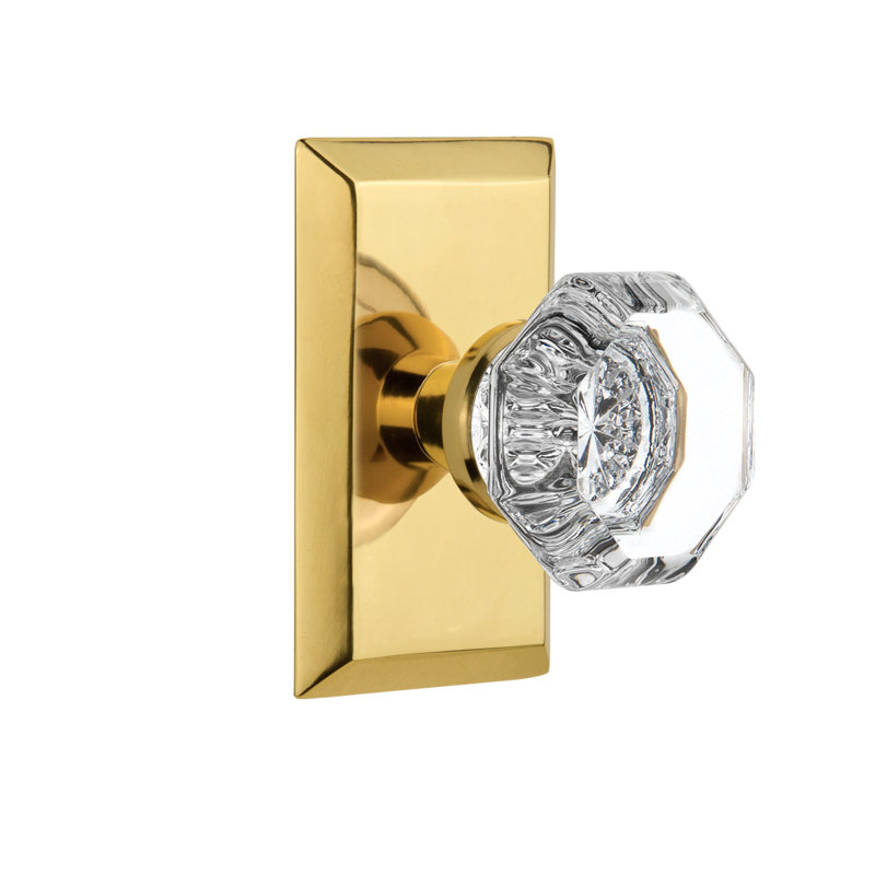 Studio Plate with Waldorf Door Knob, Polished Brass, 2-3/4”