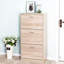 3 range-chaussures en bois avec tiroirs - rangement. La fabrication de panneaux de particules de grande capacité améliore la conception élégante de l'armoire de rangement à domicile. Fabriqué en carton, avec 2 tiroirs