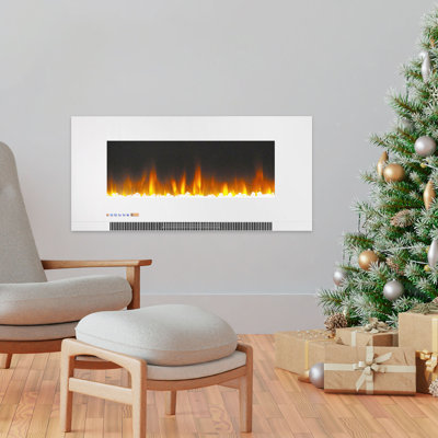 Cambridge Wall Mount Electric Fireplace Heater with Remote Control for Indoor Use in Living Room, Bedroom, Home Office