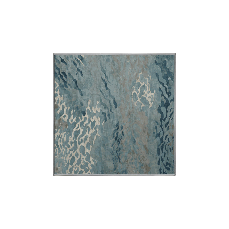 Machine Washable Gray Area Rug, Square 3'