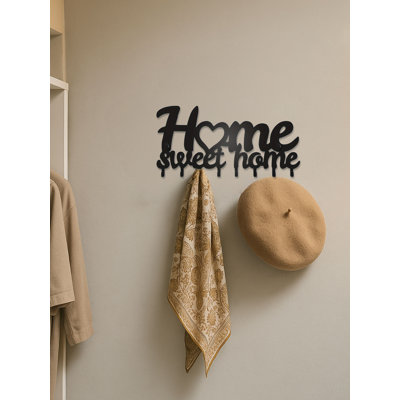Support mural en métal pour porte-clés: Cintre adhésif élégant avec ... - Métal - 1 pièce - Porte-clés - Noir - Design décoratif
