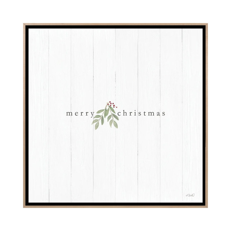 «Merry Christmas», reproduction d'art sur toile encadrée, H 37 po x l 37 po, Reproduction encadrée sans passe-partout, Beige