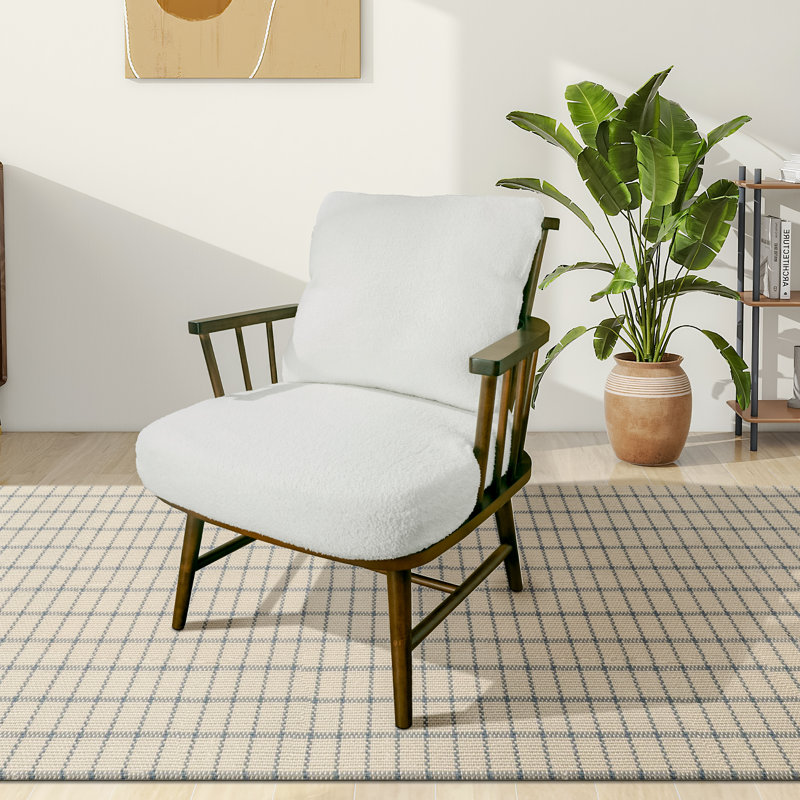 Iyaas Upholstered Armchair, White Cotton