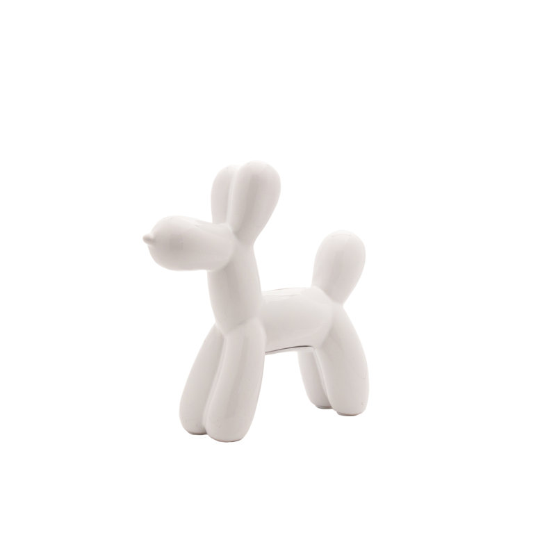 Plus Ceramic Dog Piggy Bank, 7.5" H x 2" W x 7.5" D, White