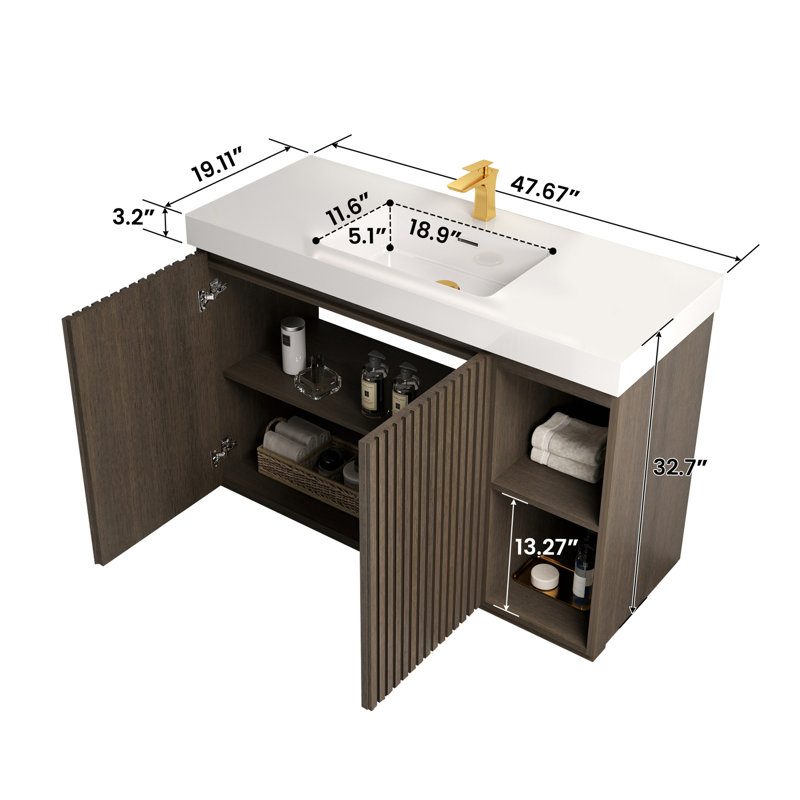 Meuble-lavabo en chêne fumé 48 po avec lavabo