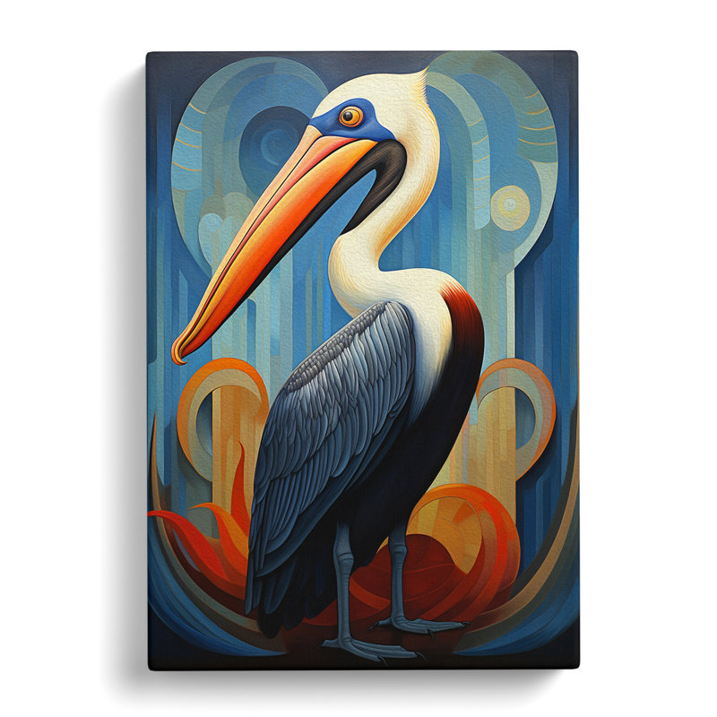 Pelican Art Deco Art - Wrapped Canvas, 76cm H x 50cm W x 3cm D