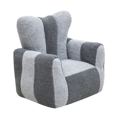 Child Bean Bag Chair, Comfy Teddy Beanbag Chair for Kids, lovely Lazy Sofa with with a Color-Block, Heart-Shaped Backrest, Large Reading Chair for Living Room, Bedroom, Apartment (Gray)