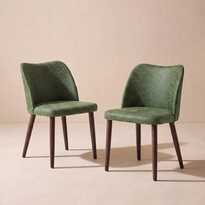 Upholstered Solid Wood Small Dining Chairs - Ergonomic Curve & Plush Padding for Multiple Spaces