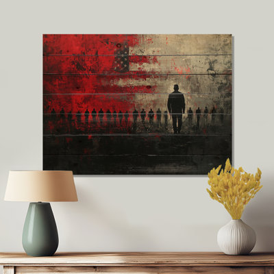 Patriotisme américain, mémoire de soldat - Art mural en bois américain - sur bois de pin naturel
