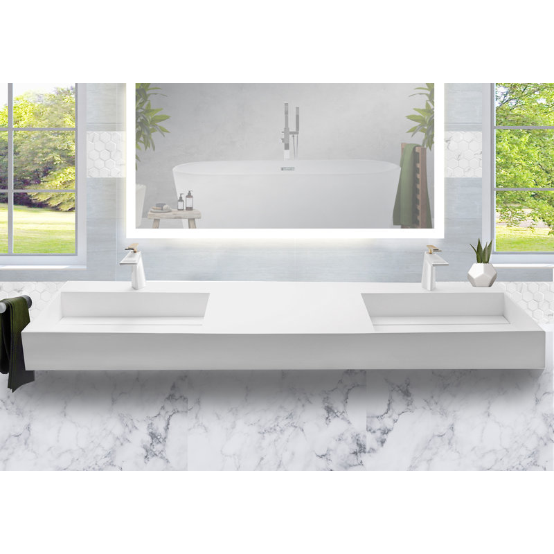 Juniper 60" Rectangular Vessel Bathroom Sink, White