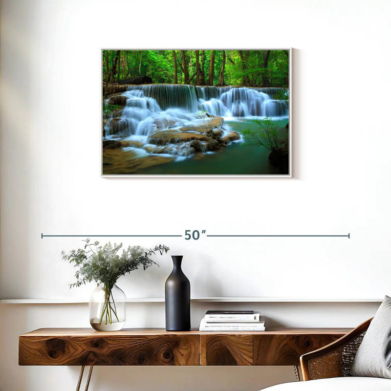Cascade de la forêt profonde de Kanchanaburi, Cadre flottant blanc, 31 po x 21 po