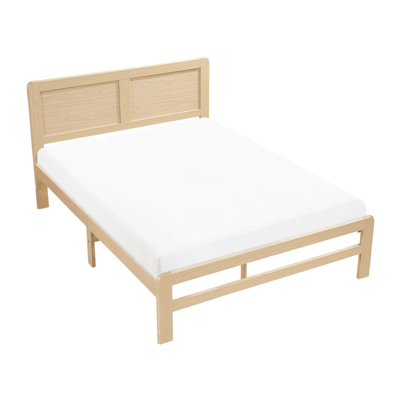 Base de lit double pleine grandeur avec tête de lit et lattes, finition essentielle de chambre à coucher contemporaine