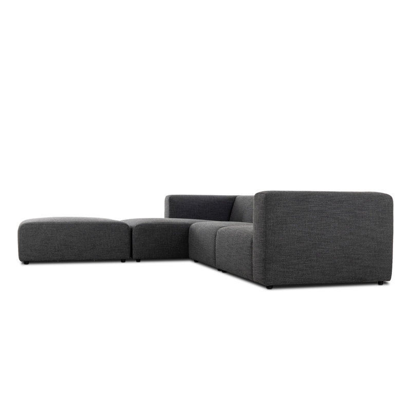 Lawndale 3PC LAF Sectional W/ Ottoman-Saxon Charcoal, Left Hand Facing, Saxon Charcoal Polyester Blend