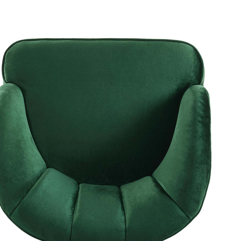 Fauteuil d'appoint rembourré avec pieds en bois, Velours émeraude