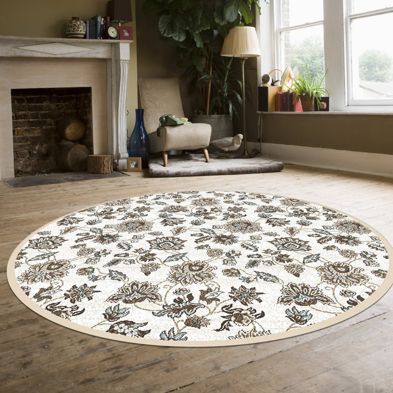 Tapis os à motif floral Ackermanville, Rond 7 pi 10 po