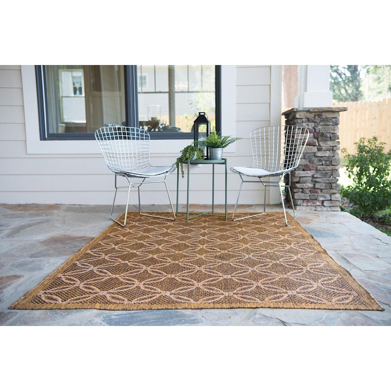 Outdoor Veranda Area Rug Chestnut Color, Rectangle 9' x 12'