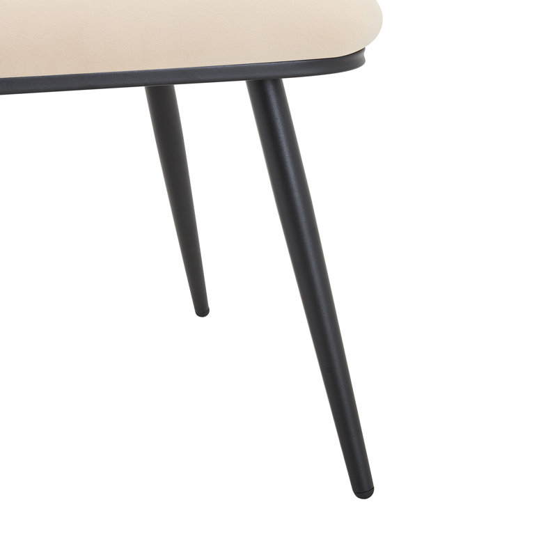 Ensemble de 2 chaises de salle à manger modernes, dossier en velours beige, pieds en métal