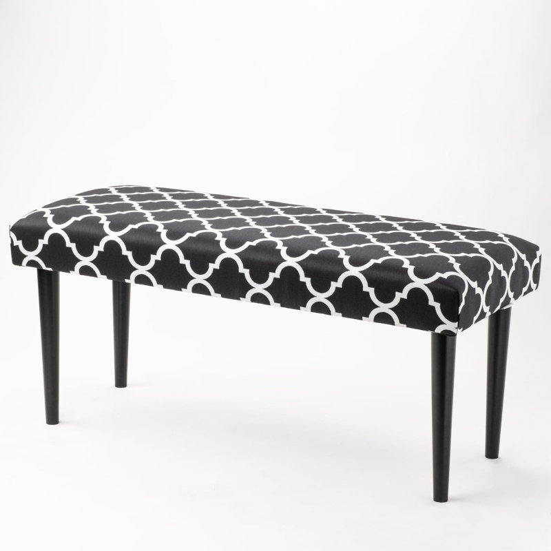 Rhinecliff Velvet Upholstered Bench, 40cm H x 100cm W x 30cm D, Black