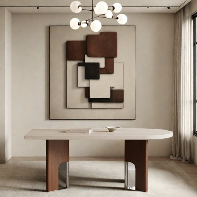 Matte cave stone slab dining table