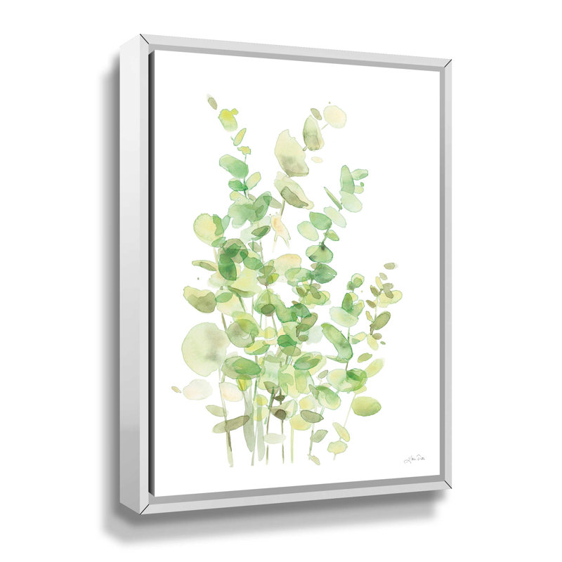 Eucalyptus II - peinture sur toile, H 12 po x l 8 po x P 2 po, Cadre blanc